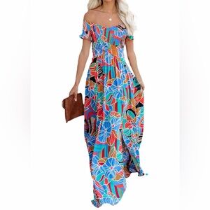 Put It in Print Smocked Maxi Dress